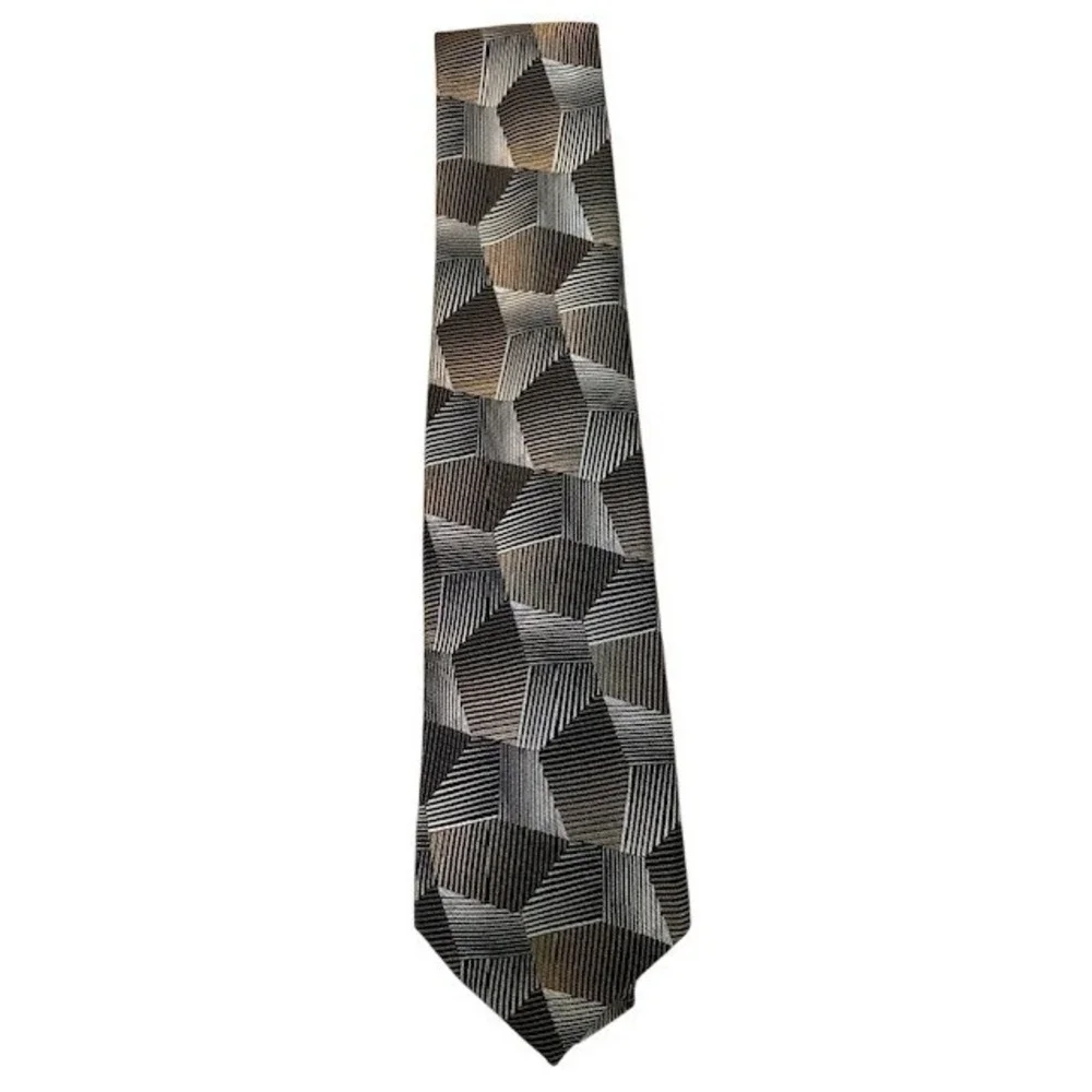 Robert Talbott Best of Class Nordstrom Extra‎ Long Silk Tie Geometric Brown Tan